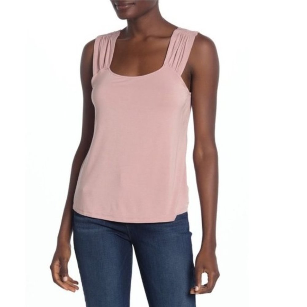 14th & Union Shirred Shoulder Tank Top